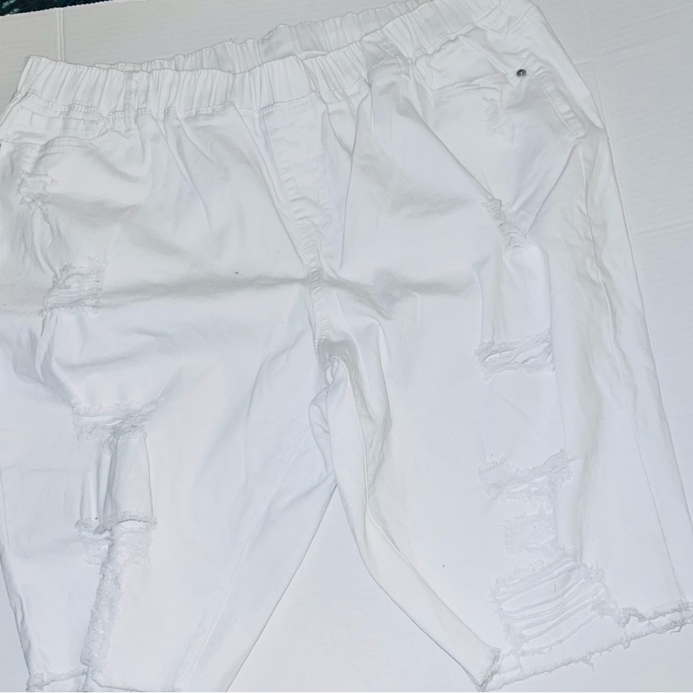 White Distressed Shorts